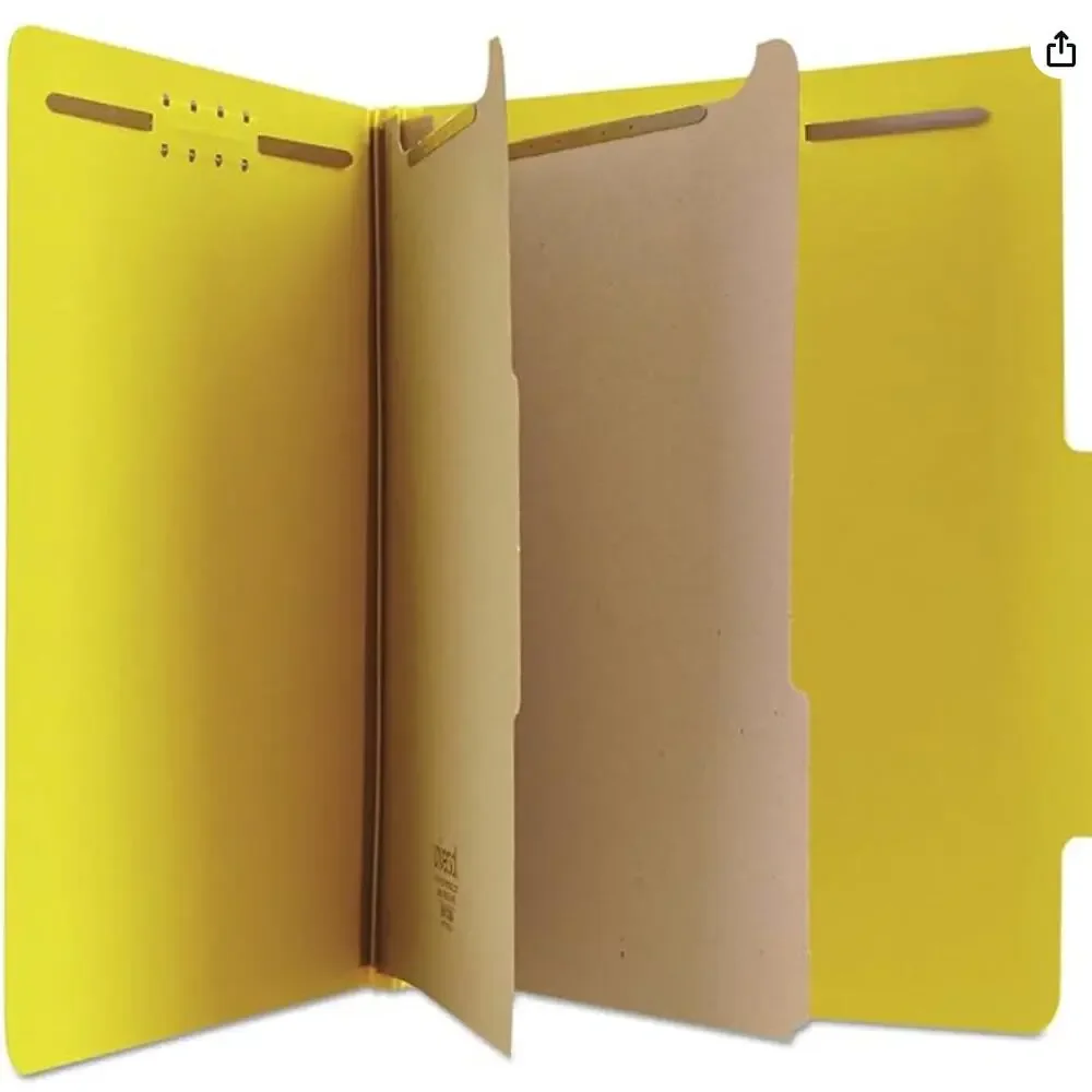 Universal Pressboard Classification Folders, Letter, Six-Section, Yellow, 10/Box